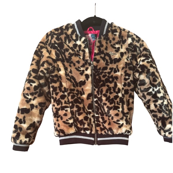 Vingino Other - Vingino Girls Size 10 Leopard Print Faux Fur Bomber Jacket Dutch designer